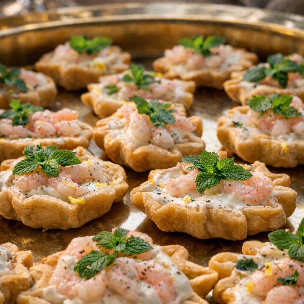 Mini TARTELETTES CREVETTES & CITRON 🍋🦐🇫🇷
Mini Shrimp Lemon Tartlets
Buttery golden tart shells, delicately baked.
Silky lemon cream with a subtle citrus kick.
Juicy shrimp, perfectly tender.
A touch of fresh lemon zest.
Finished with bright mint leaves.
Fresh. Refined. Vibrant.
The lemon awakens the palate.
The mint keeps it light.
The shrimp melts smoothly into every bite.
Elegant French flavors, balanced and clean.
Ideal for weddings, private dinners & corporate events across Los Angeles.
#ouiouifrenchcateringla #FrenchAppetizers #frenchcatering #frenchtouch #catering